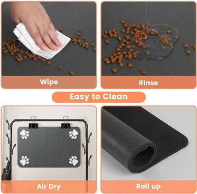 Soft, flexible feeding mat with waterproof surface and modern design.