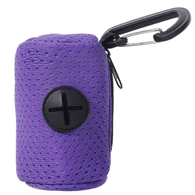 Compact poop bag dispenser for dogs, easily attaches to leash or belt
