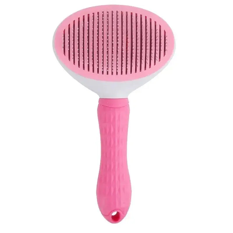Gentle grooming brush with retractable bristles for dogs and cats
