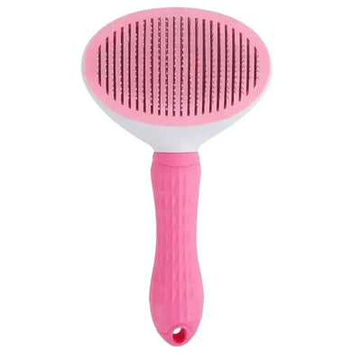Gentle grooming brush with retractable bristles for dogs and cats