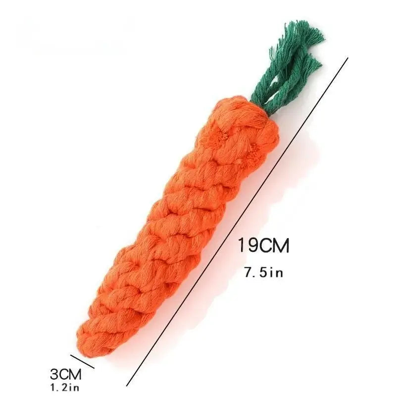 Eco-friendly Carrot Knot pet chew toy made from safe materials, providing long-lasting entertainment and oral care for dogs.