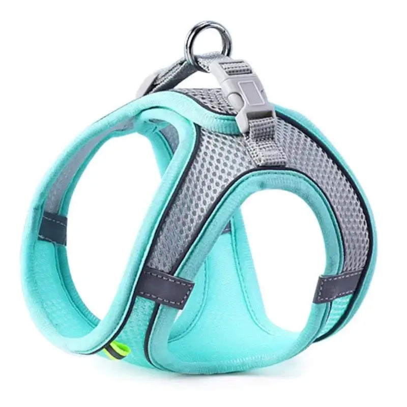 Adjustable reflective pet harness for dogs, designed for safety and comfort during day and night walks.