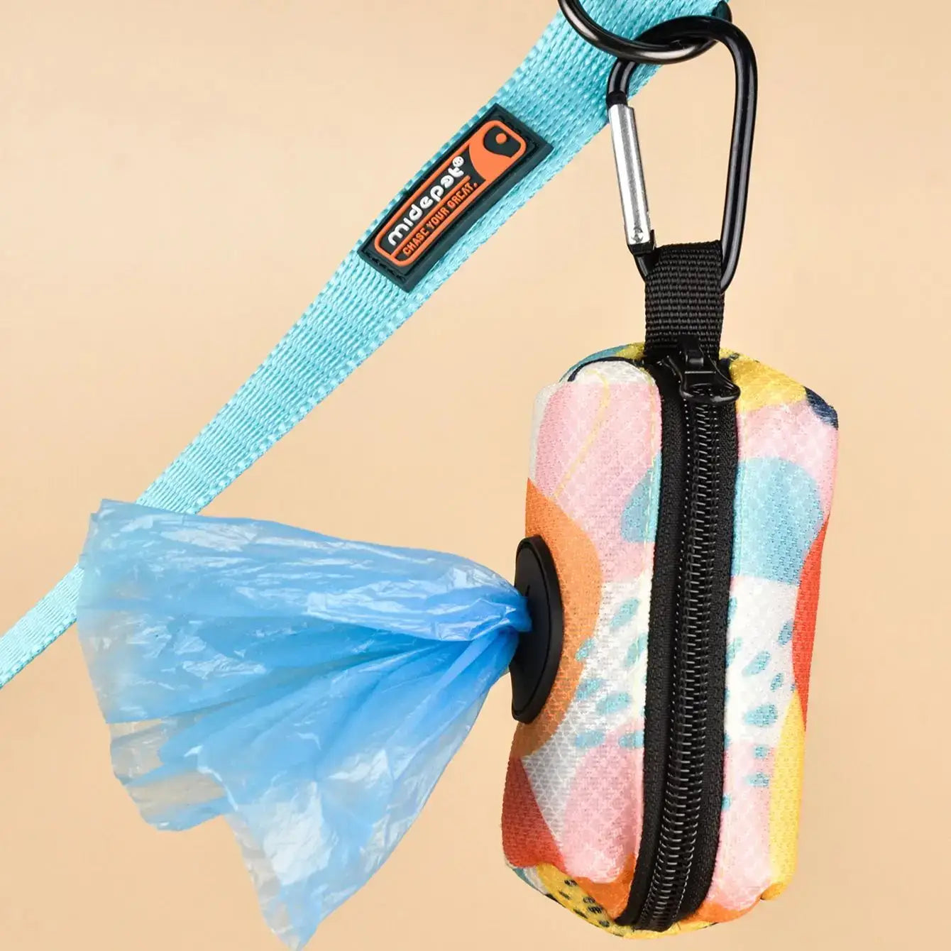 Hands-free poop bag holder for dog owners on the go