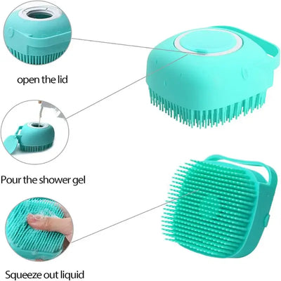 All-in-one pet grooming and massage brush for bath time care