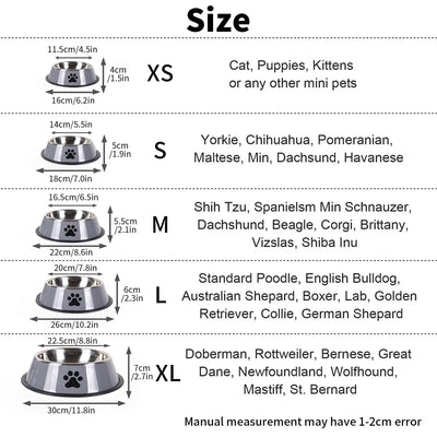 Sleek stainless steel dog bowl with anti-slip rubber base for mess-free meals.