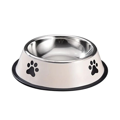 Durable stainless steel pet food bowl with non-slip base, perfect for daily feeding.