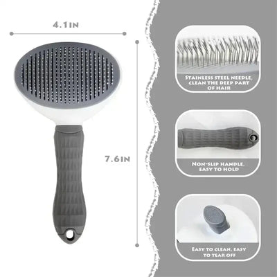 Efficient self-cleaning brush to reduce shedding and matting