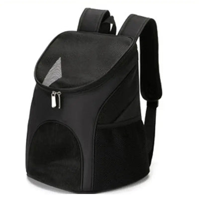 Portable foldable pet mesh backpack carrier for dogs and cats, breathable design, ideal for outdoor travel.