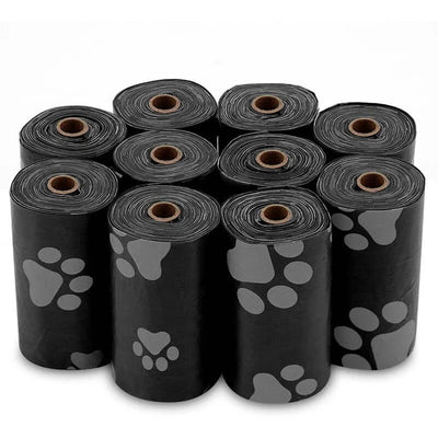 Portable pet waste bags with dispenser, ideal for walks and travel
