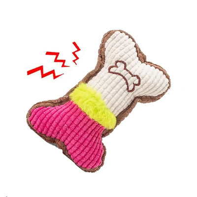 Indestructible chew bone toy designed for powerful chewers; fun, safe, and squeaky.