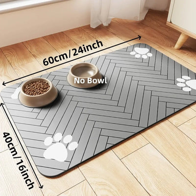 Pet feeding mat with raised edges to contain food and water spills.