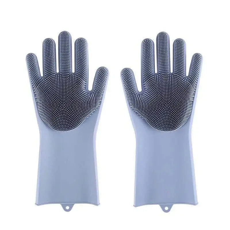 Soft silicone pet grooming glove gently removes loose fur while massaging your pet.