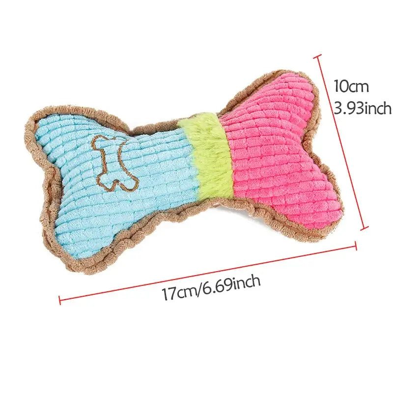 Durable squeaky chew bone for dogs, built to withstand heavy chewing and keep pups entertained.