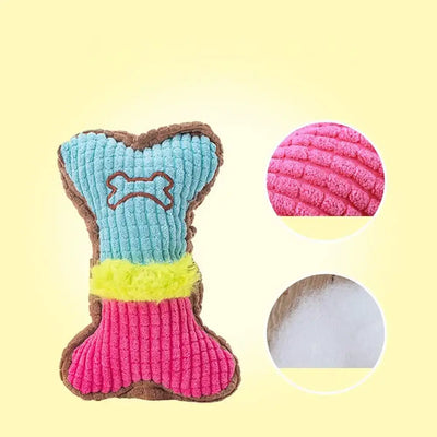 Long-lasting chew bone with squeaker, designed to reduce boredom and destructive chewing.