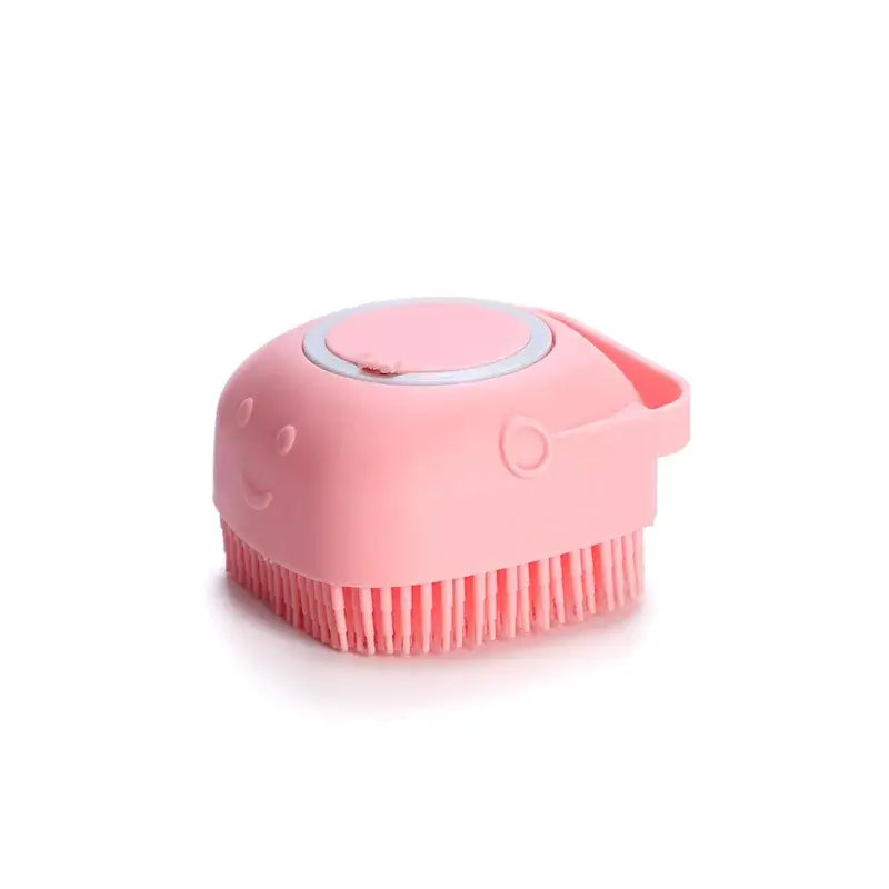 Pet bath brush with ergonomic grip for easy handling and control